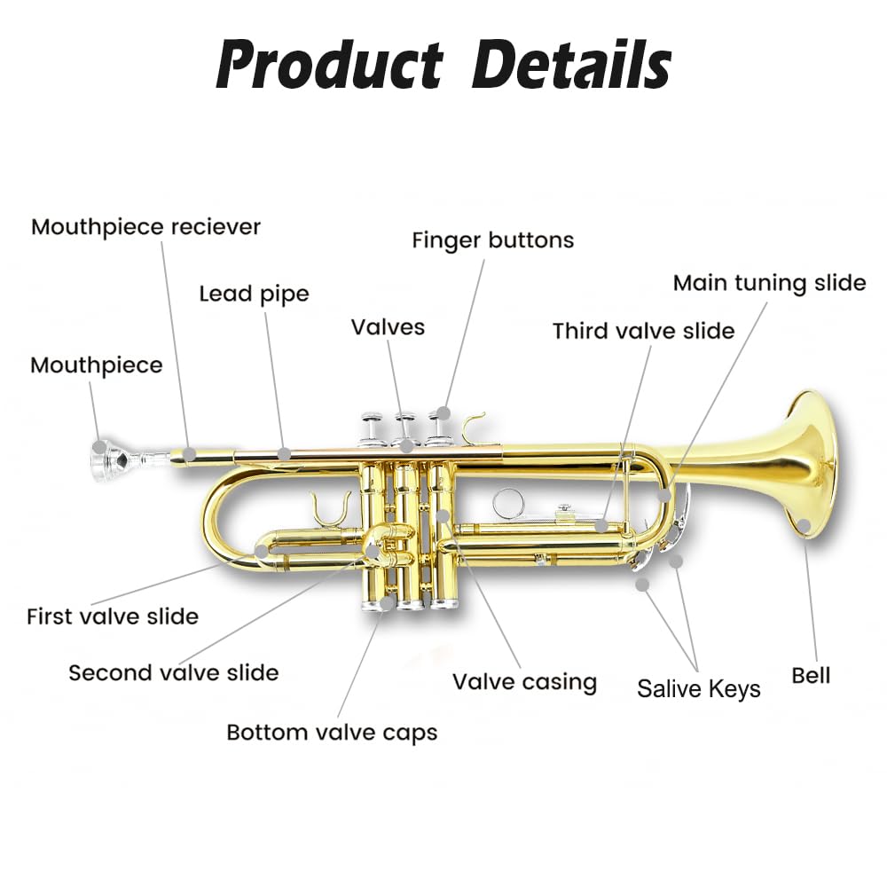 Standard Trumpet Set with Carrying Case 7C Mouthpiece Brass G725