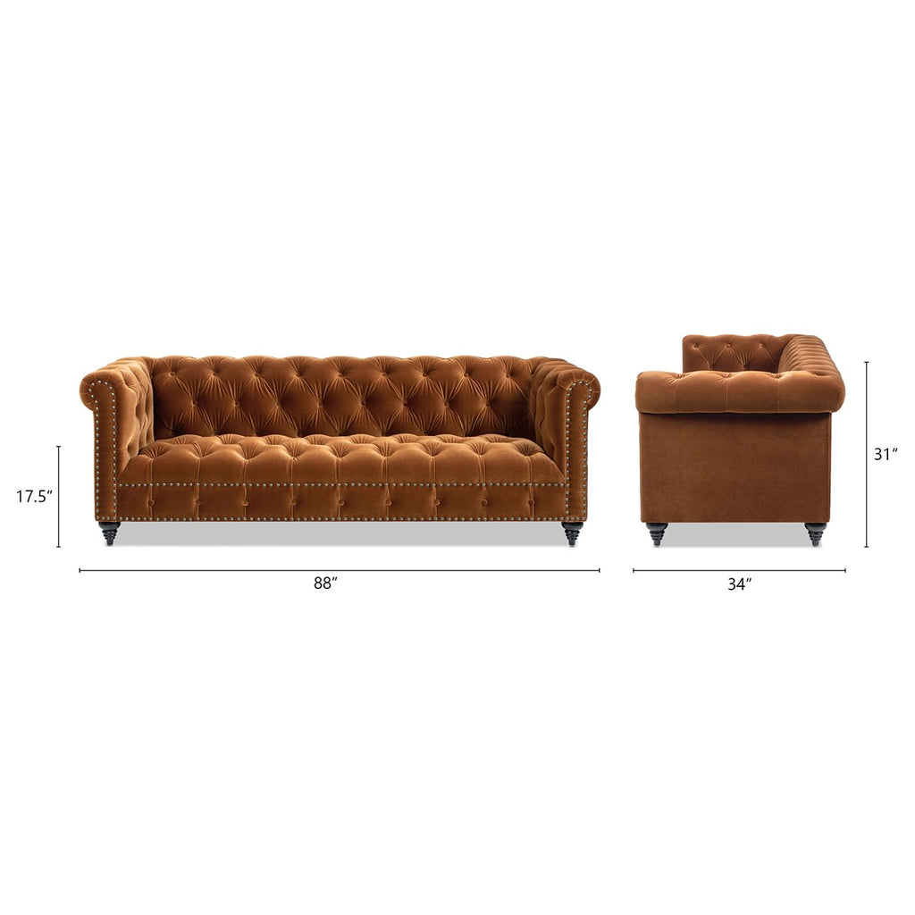 Burnt Orange Performance Velvet Sofa B878