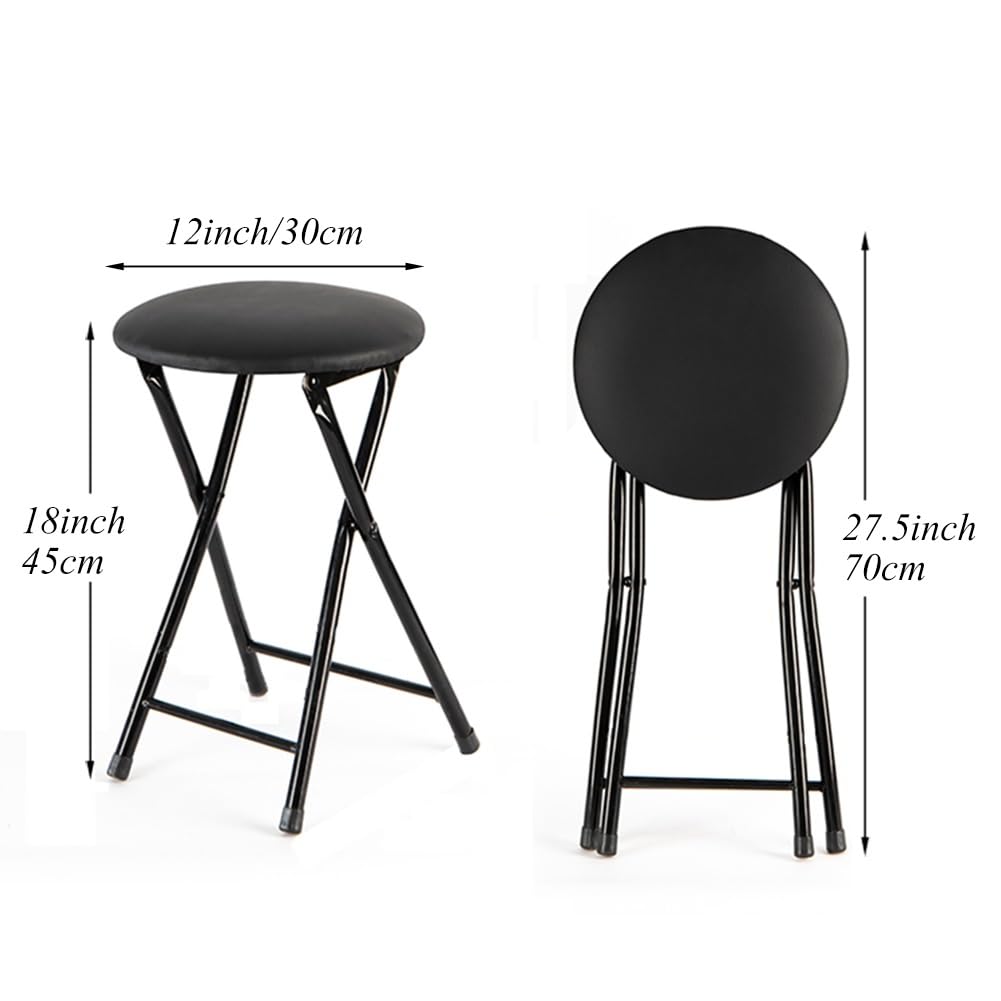 Portable Foldable Stool with Padded Seat 18 Inch Black O896