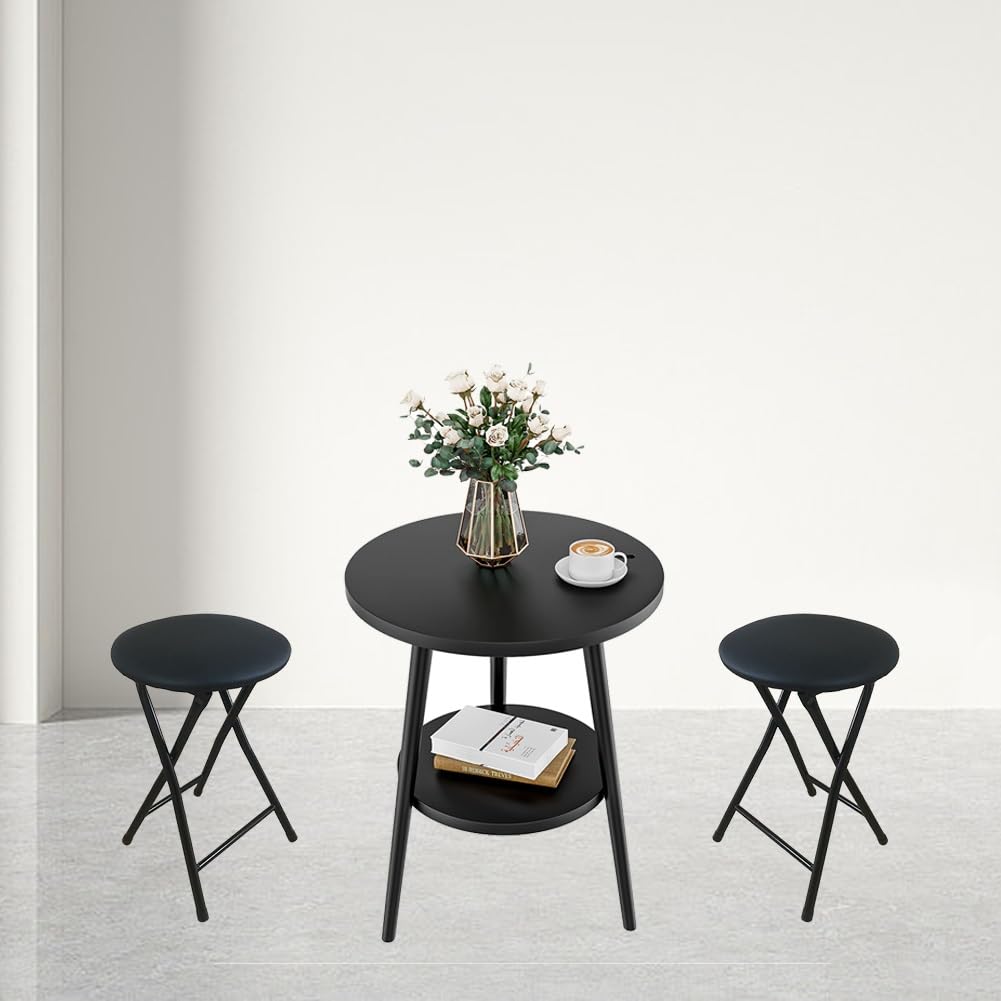 Portable Foldable Stool with Padded Seat 18 Inch Black O896