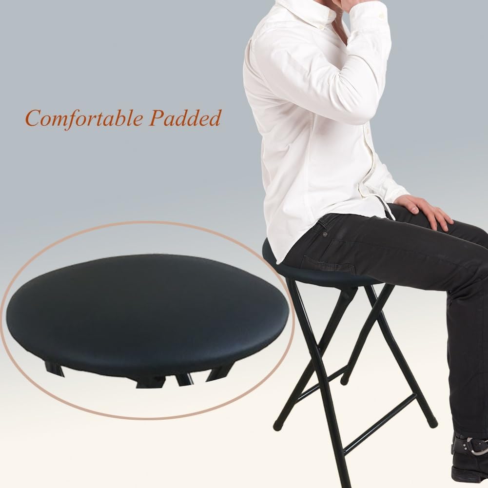 Portable Foldable Stool with Padded Seat 18 Inch Black O896