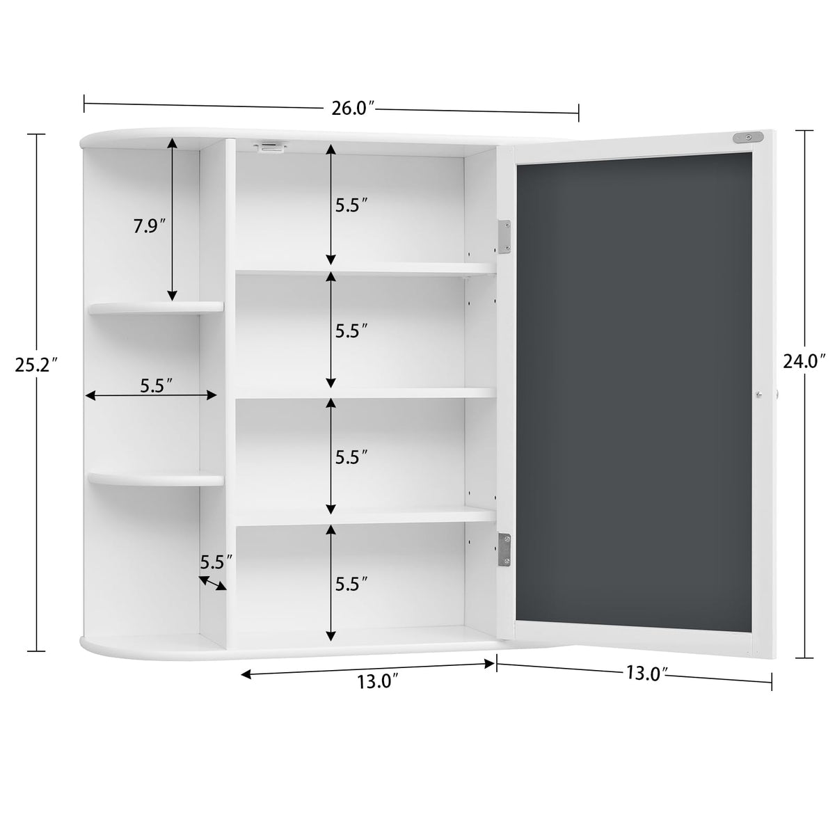 White Bathroom Medicine Cabinet with Mirror and Adjustable Shelves F47300