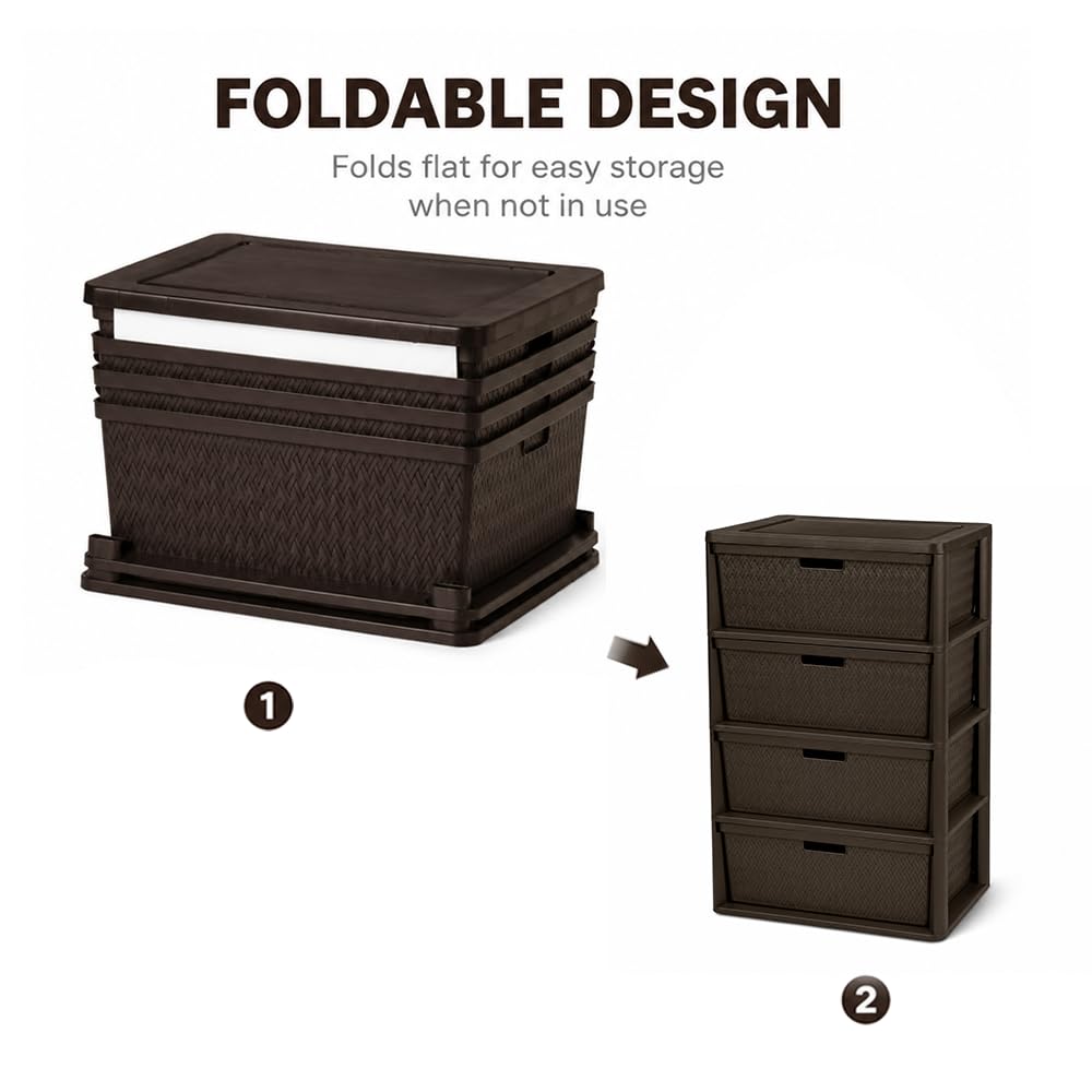 Brown 4 Drawer Plastic Storage Organizer Tower E662215