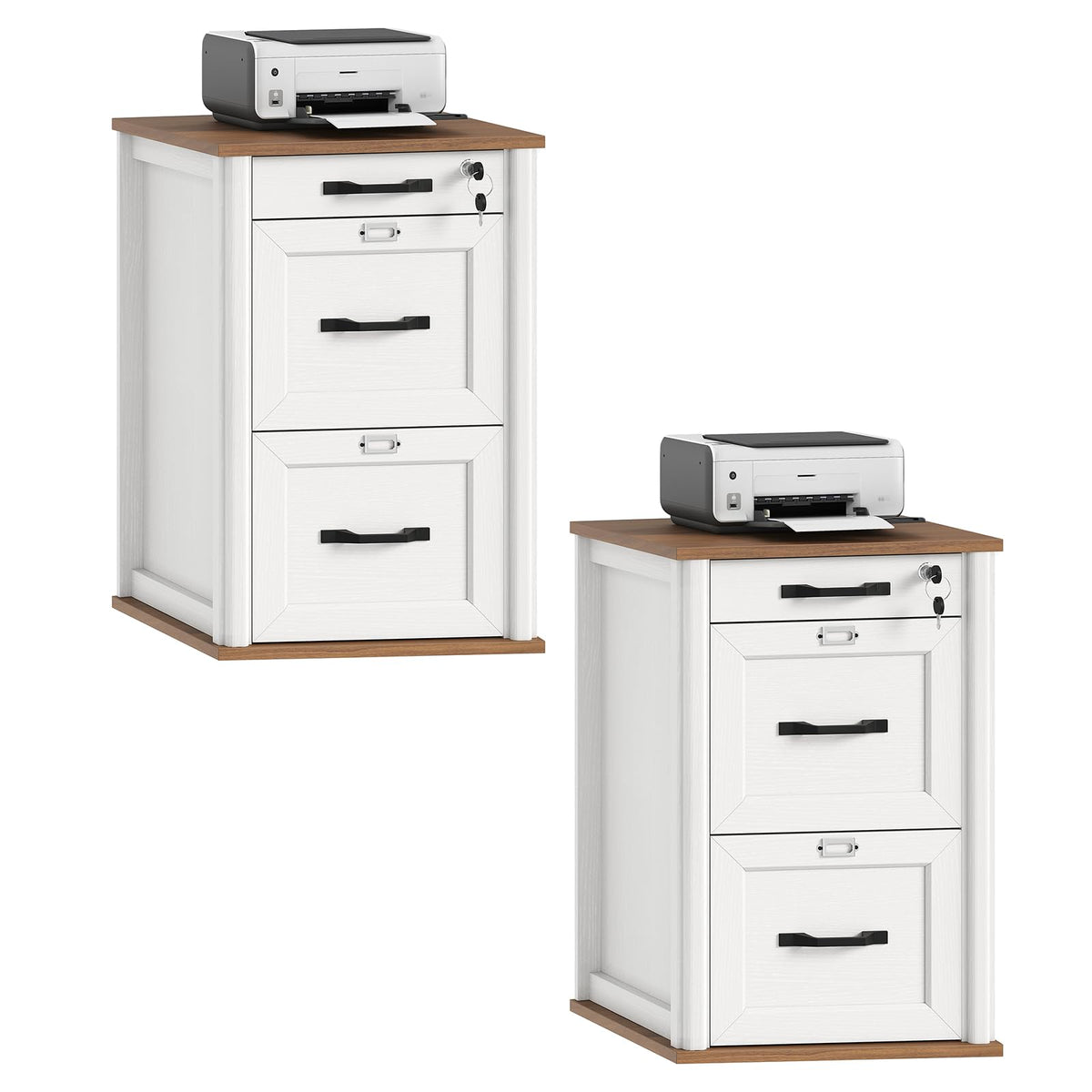 3 Drawer File Cabinet with Lock Set of 2 V101