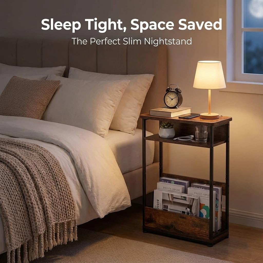 3-Tier Narrow Side Table with Storage Shelf Q270