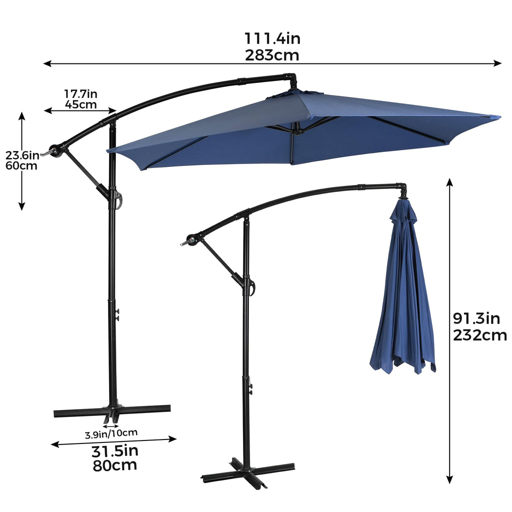 Offset Cantilever Patio Umbrella with Tilt and Crank A131099