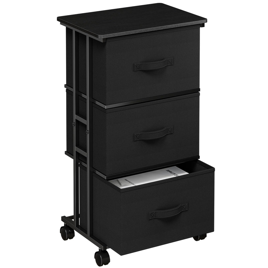 Black 3 Drawer Fabric Dresser M28468