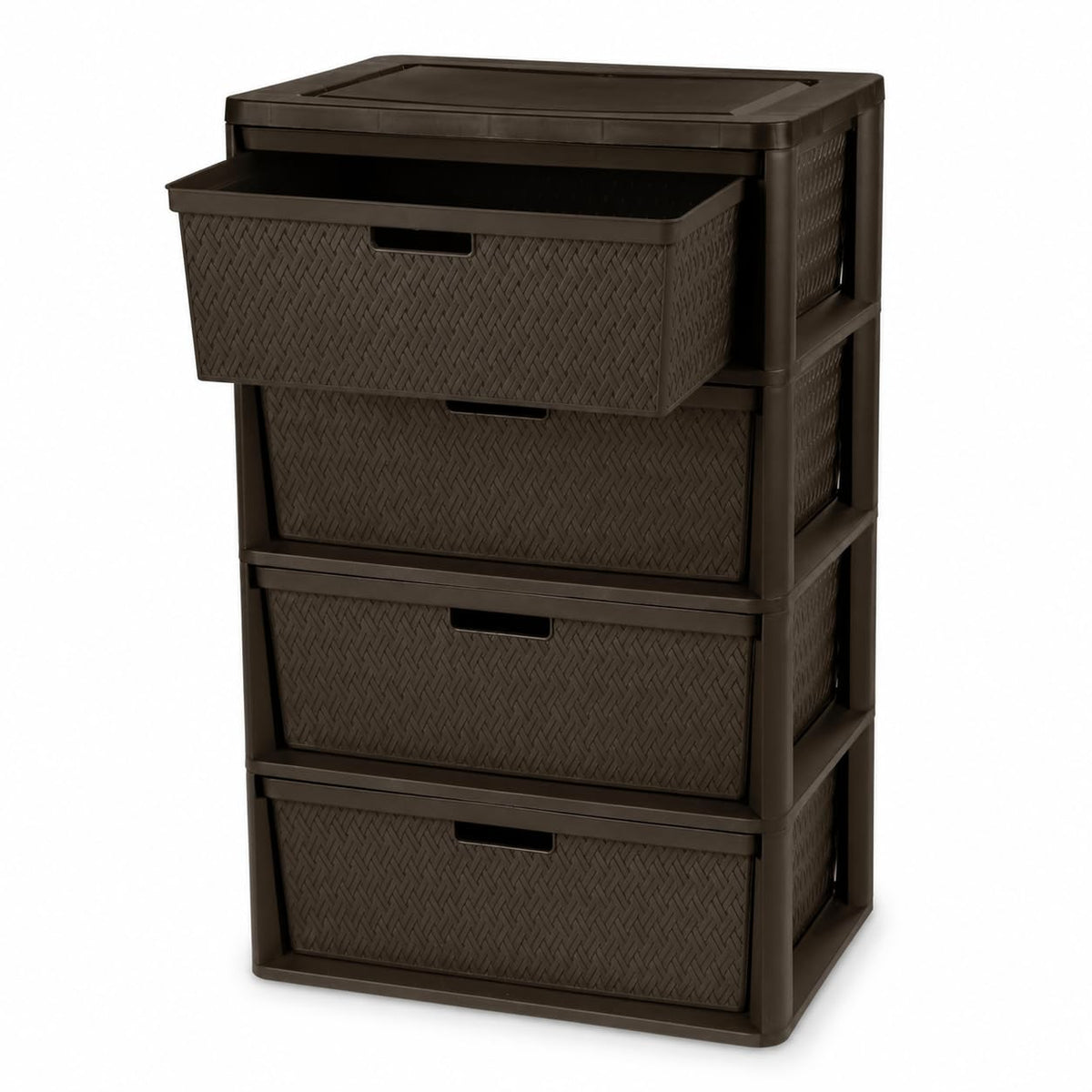 Brown 4 Drawer Plastic Storage Organizer Tower E662215