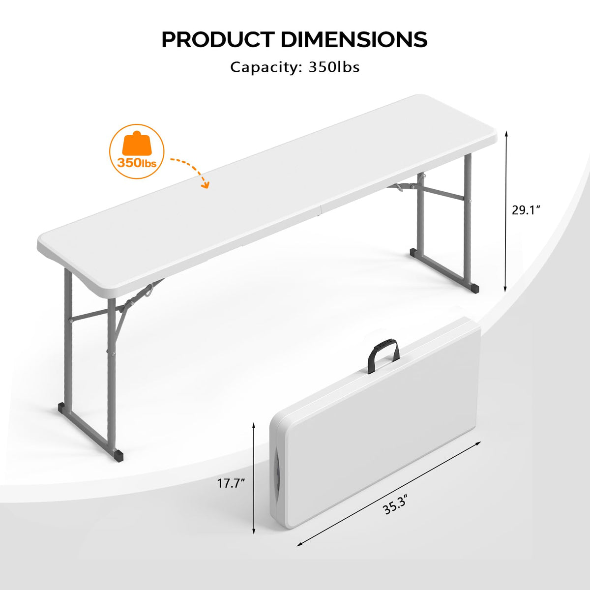 White 6 FT Narrow Folding Table Set of 2 F217