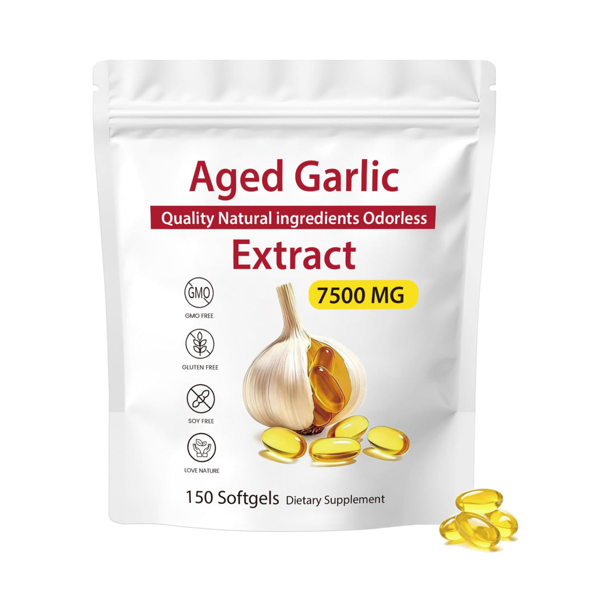 Odorless Aged Garlic Extract 7500mg Softgels K270