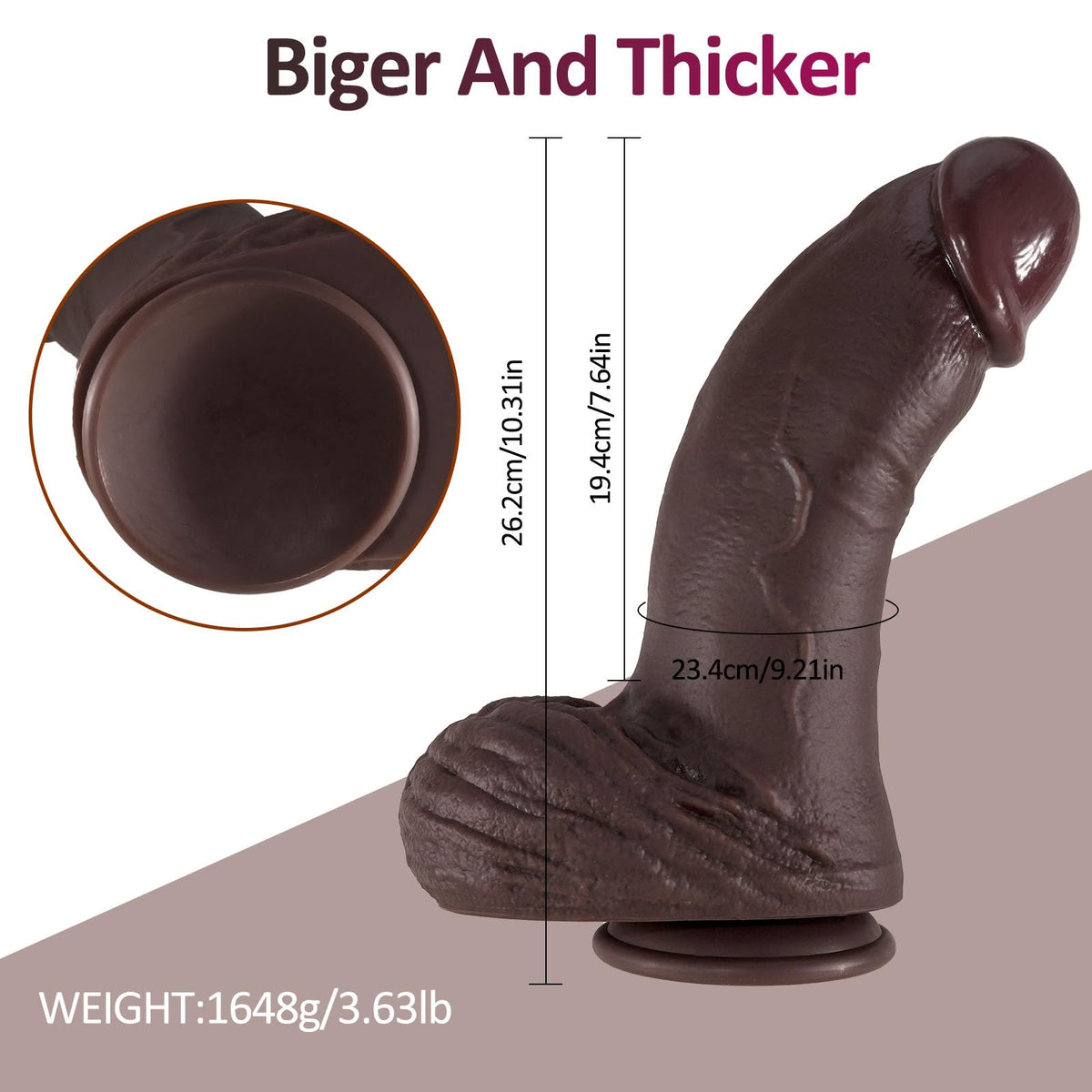 9.21 inch Black Silicone Dildo with Suction Cup N43682