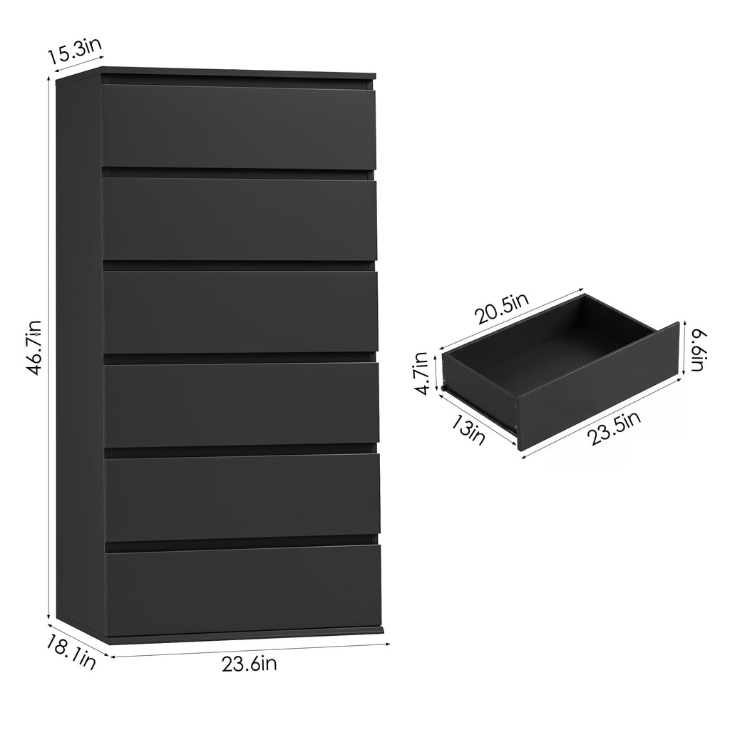 Black 6 Drawer Dresser U875