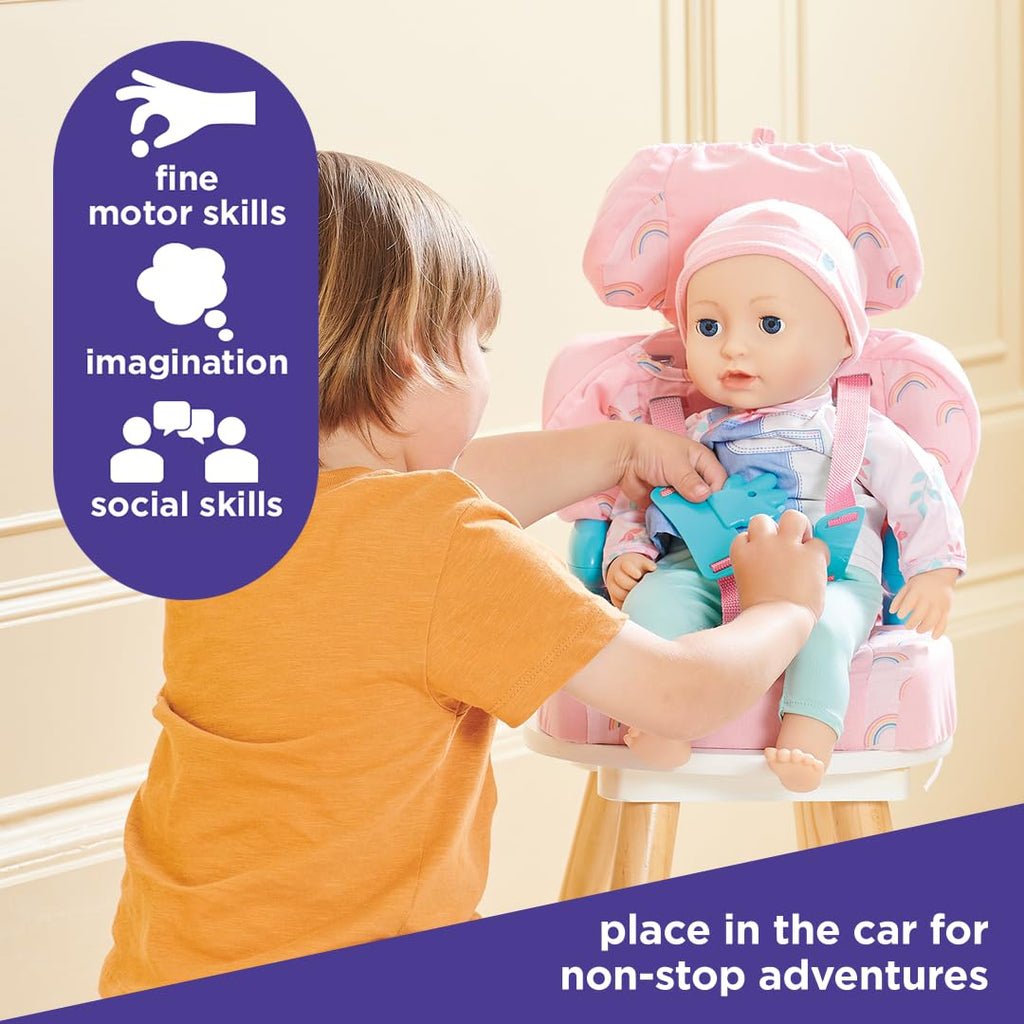 Pink Booster Seat for Dolls with Adjustable Headrest & Buckles N735339