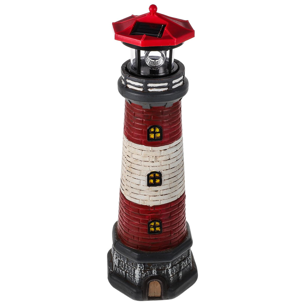 Solar Lighthouse Statue with LED Light 14.76 Inch Red K33371