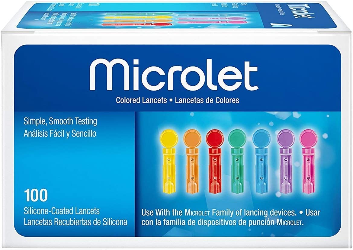 Colored Lancets 100 Each Pack of 2 with Lancing Device O961
