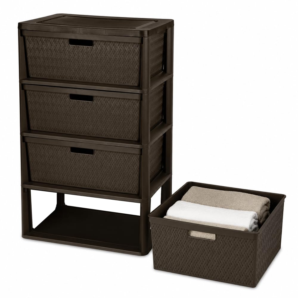 Brown 4 Drawer Plastic Storage Organizer Tower E662215