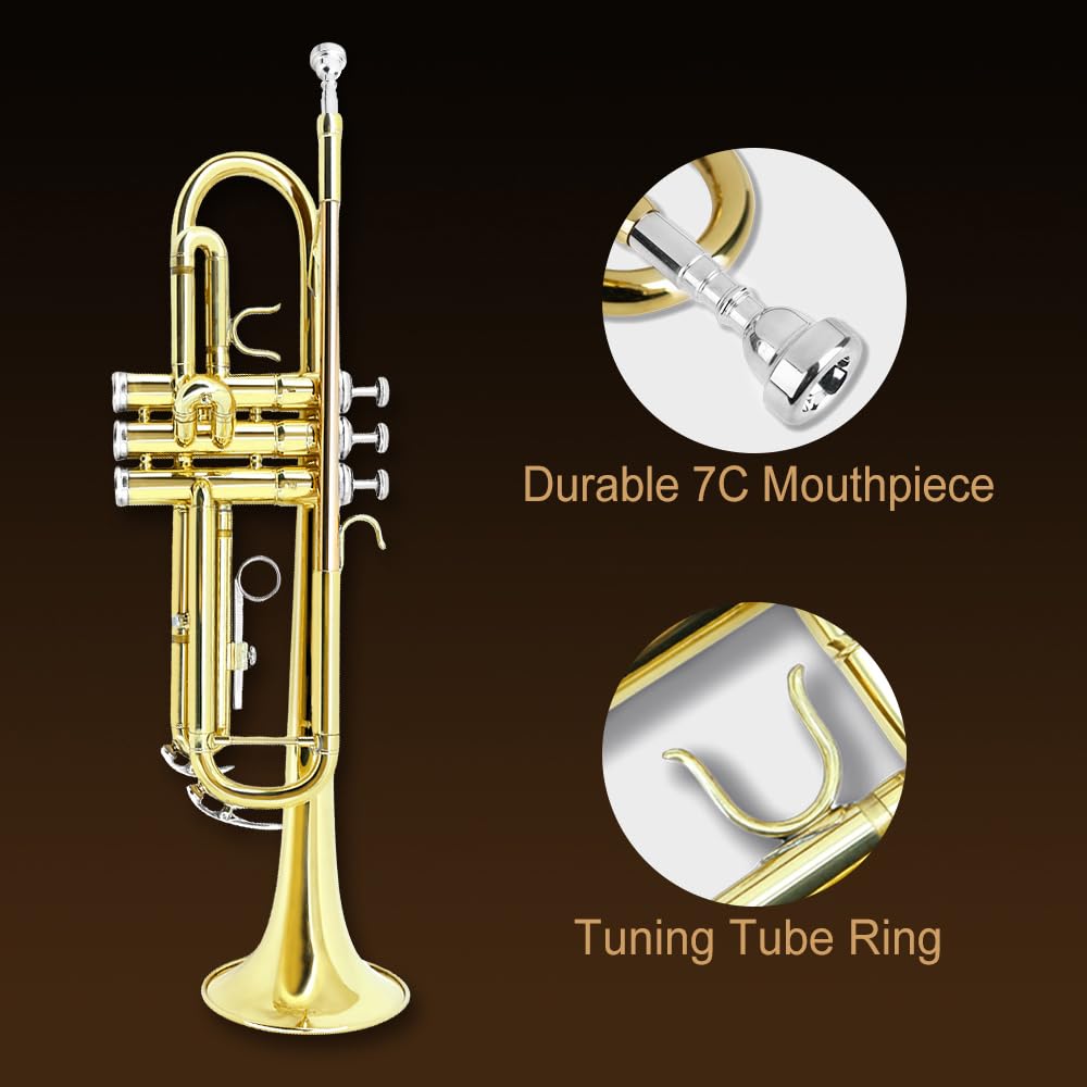 Standard Trumpet Set with Carrying Case 7C Mouthpiece Brass G725