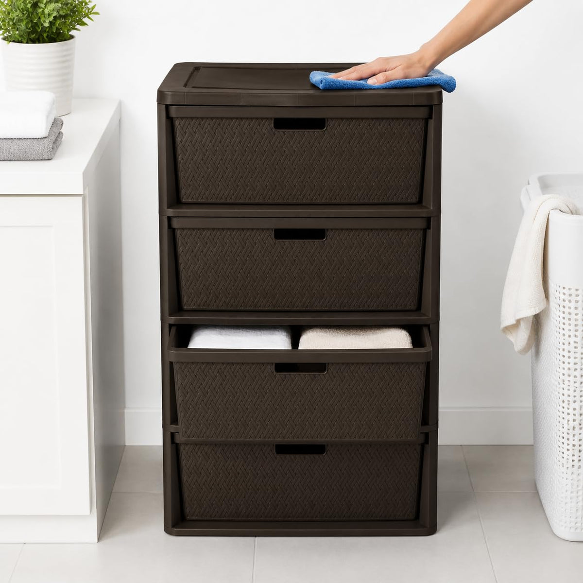 Brown 4 Drawer Plastic Storage Organizer Tower E662215