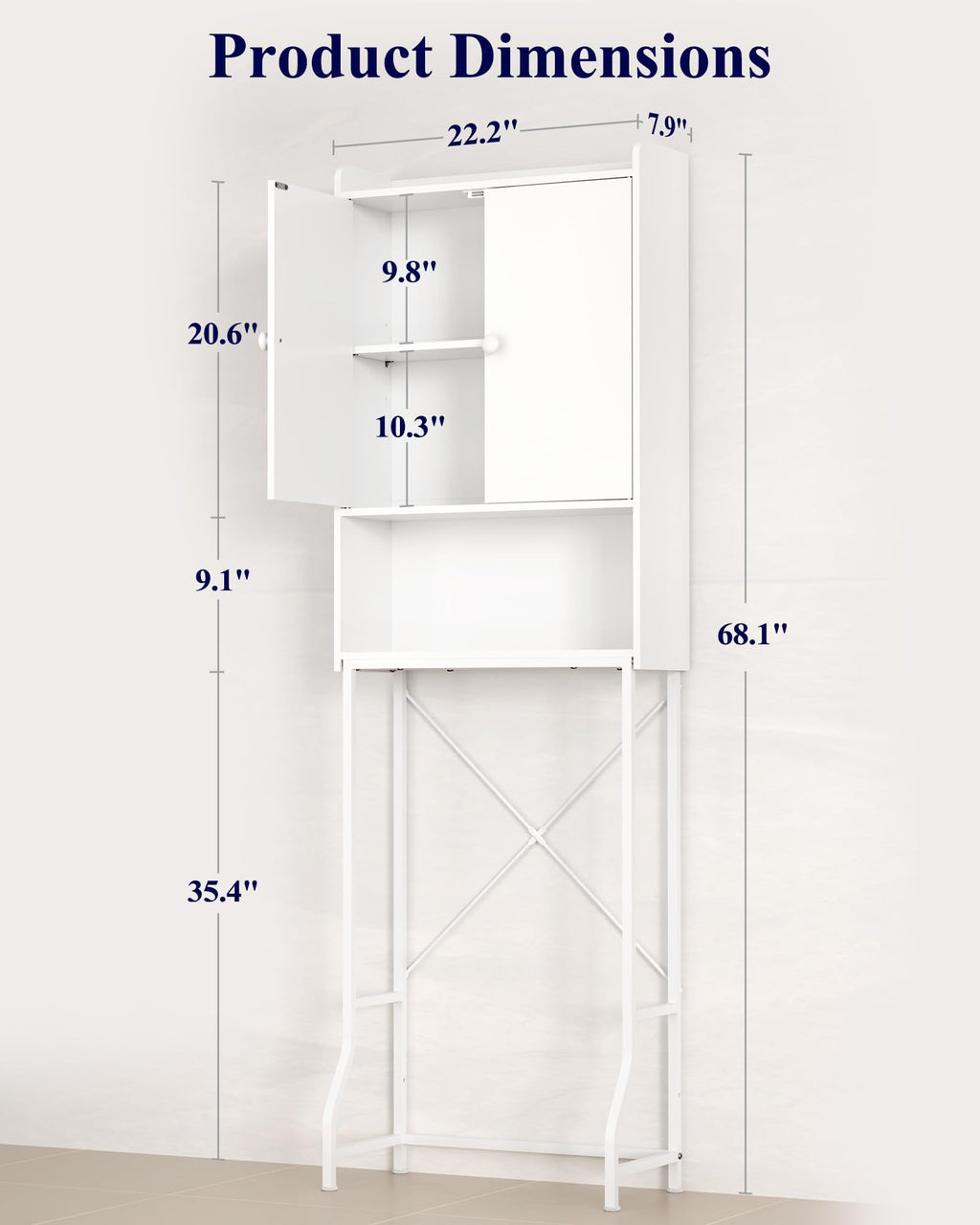 Over Toilet Storage Cabinet with Adjustable Shelf H3056
