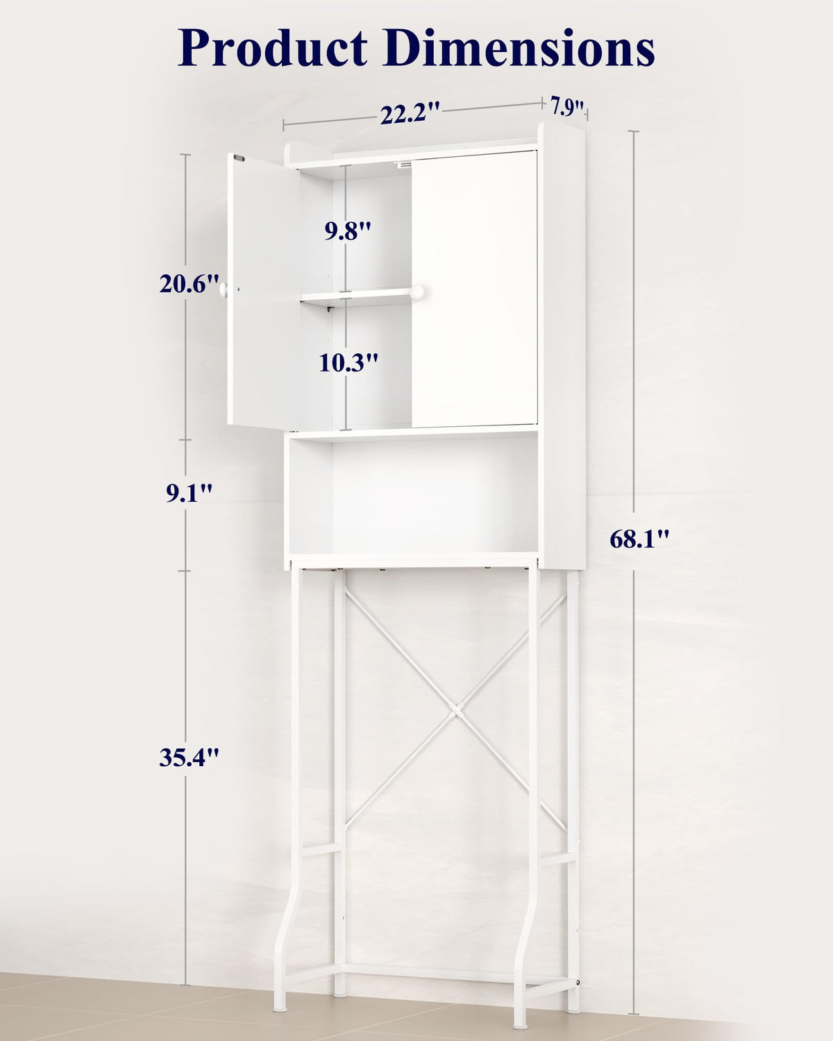 Over Toilet Storage Cabinet with Adjustable Shelf H3056