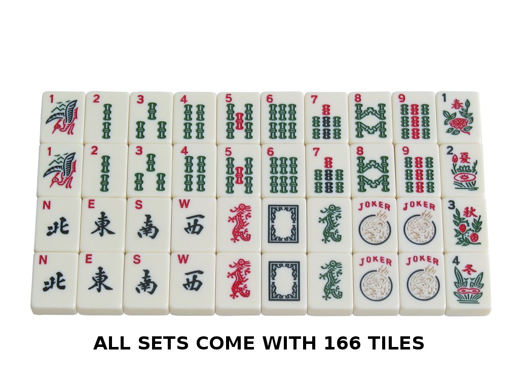 Black Paisley Mahjong Set with Soft Bag, 166 Ivory Colored Engraved Tiles, 4 All-in-One Rack/Pushers M52535