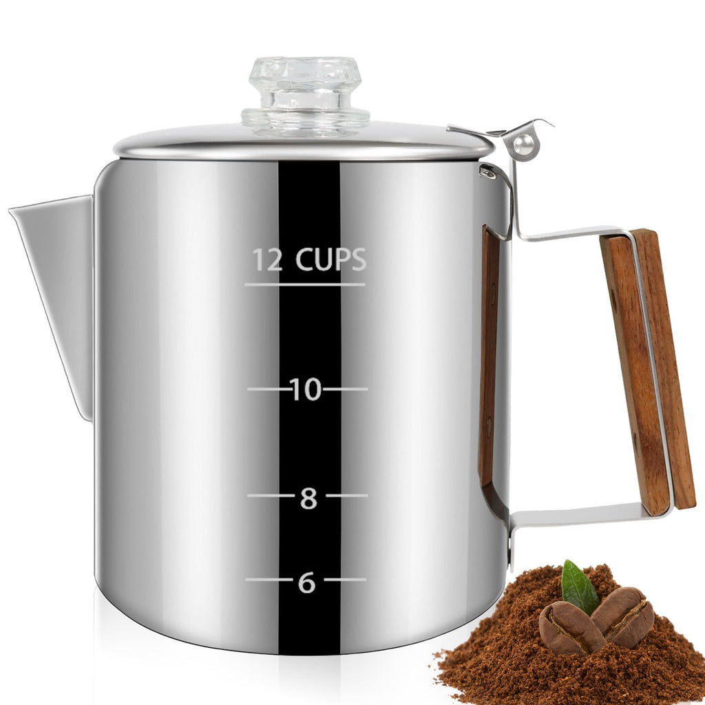 12 Cup Stainless Steel Stovetop Percolator Coffee Pot 2200ml D92199