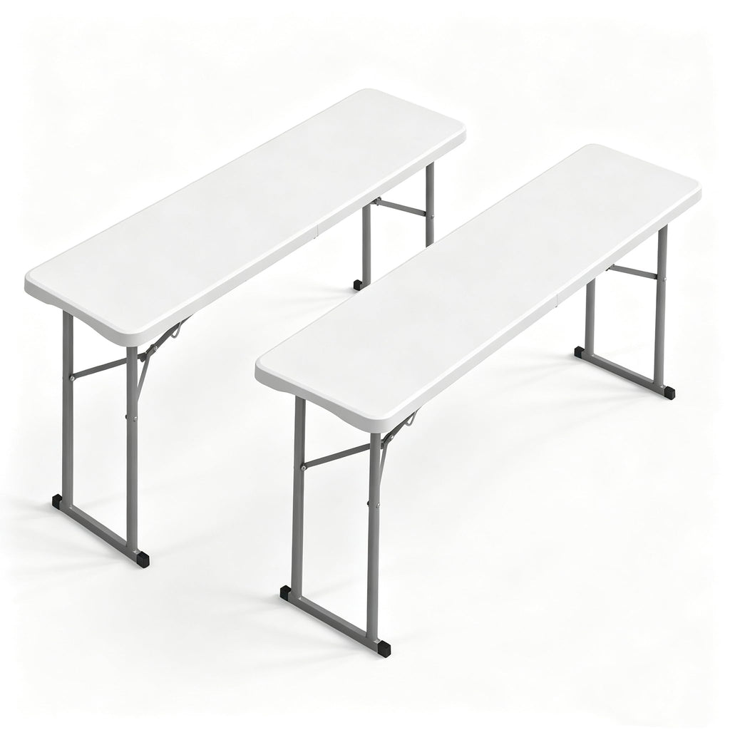 White 6 FT Narrow Folding Table Set of 2 F217