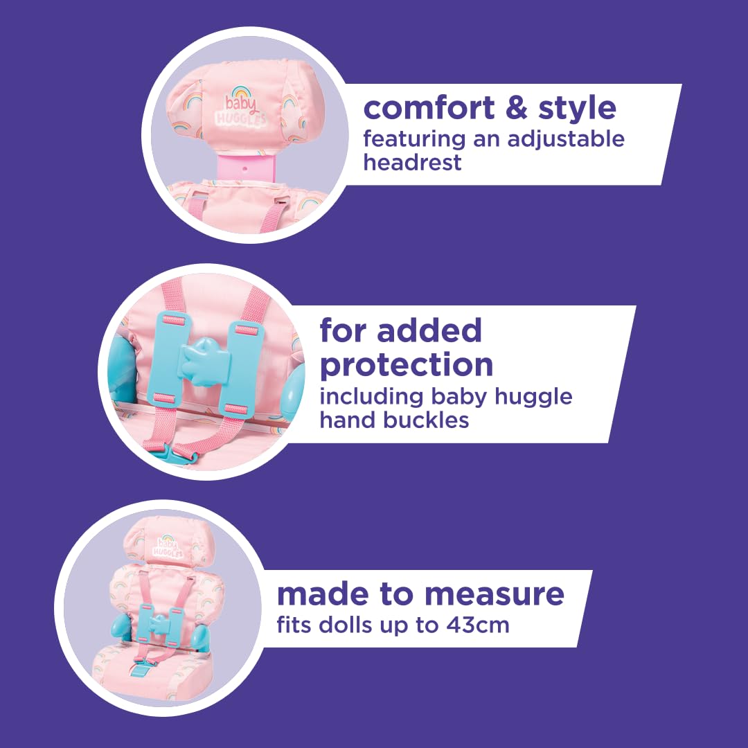Pink Booster Seat for Dolls with Adjustable Headrest & Buckles N735339