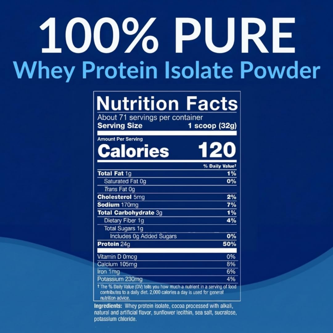 Whey Protein Isolate Powder, Rich Chocolate, 5 LB L9678