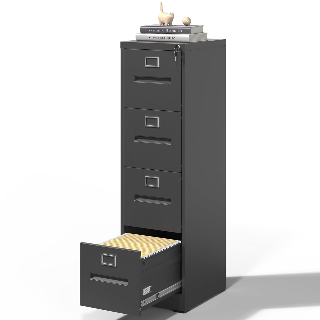 Black 4 Drawer Steel File Cabinet with Lock T2875