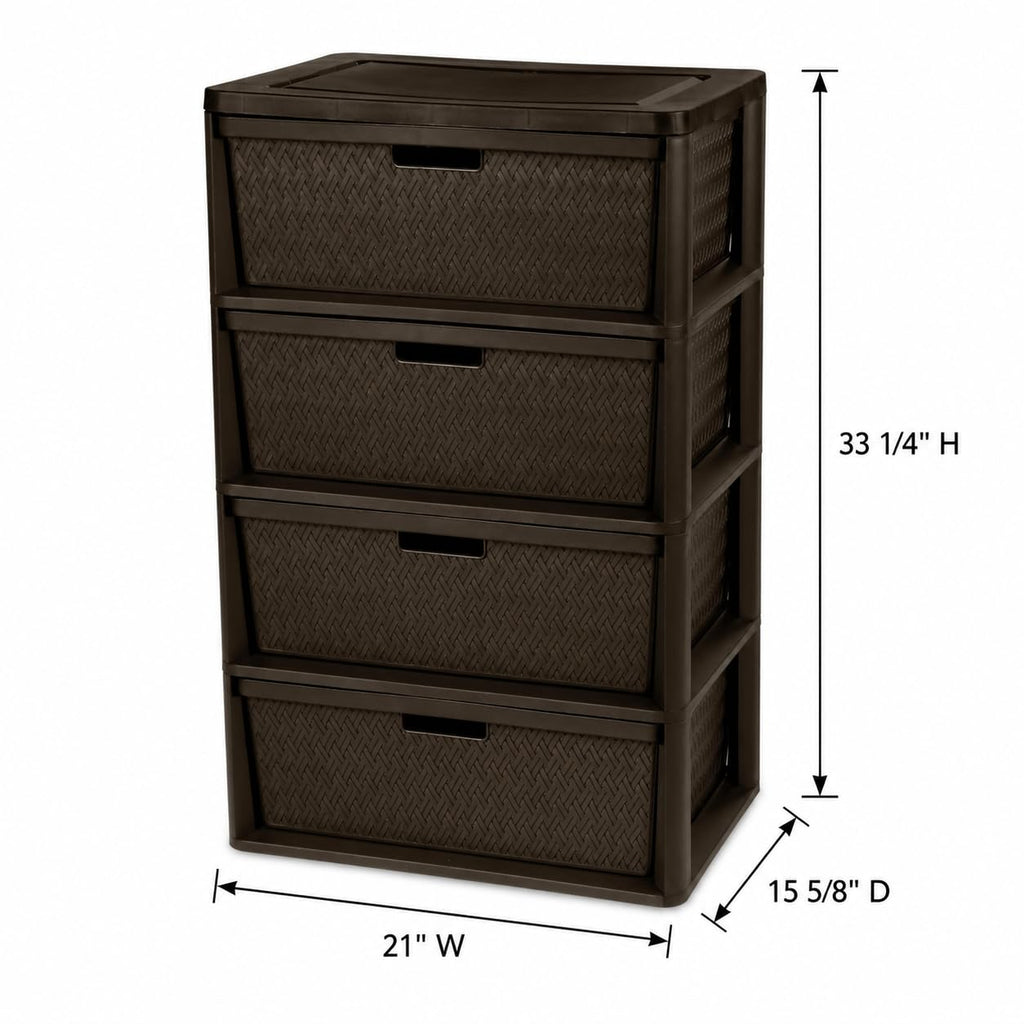 Brown 4 Drawer Plastic Storage Organizer Tower E662215