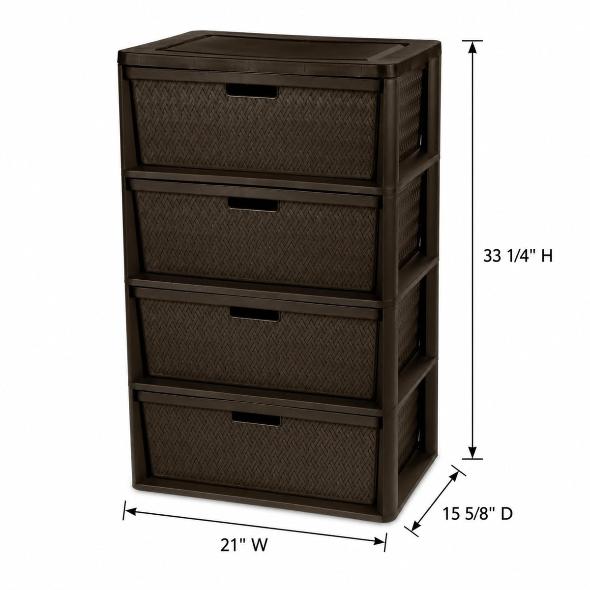 Brown 4 Drawer Plastic Storage Organizer Tower E662215