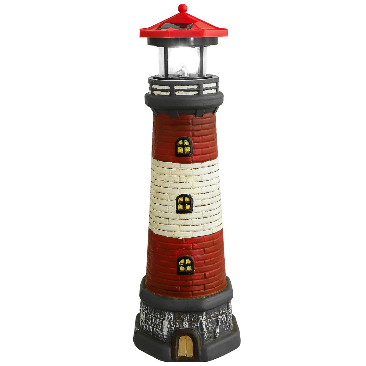 Solar Lighthouse Statue with LED Light 14.76 Inch Red K33371