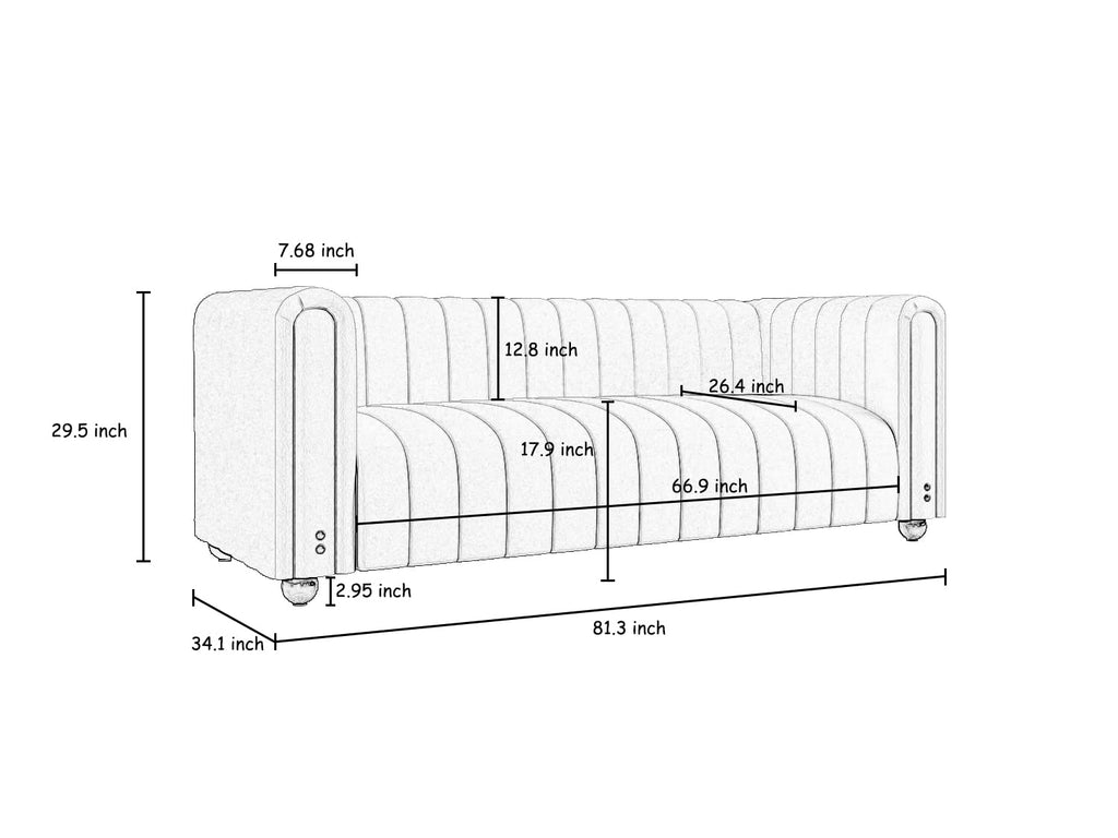 Blue Tufted Velvet Sofa with Metal Legs C185766