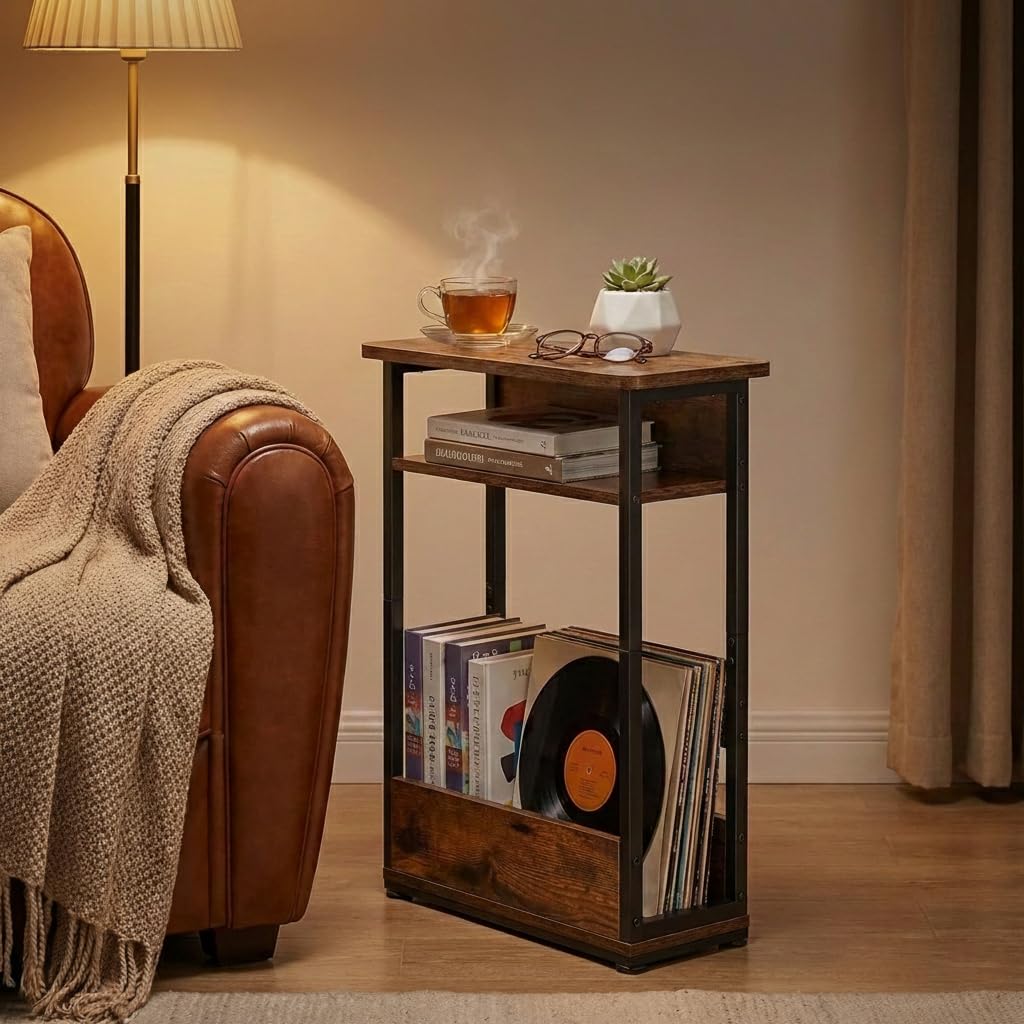 3-Tier Narrow Side Table with Storage Shelf Q270
