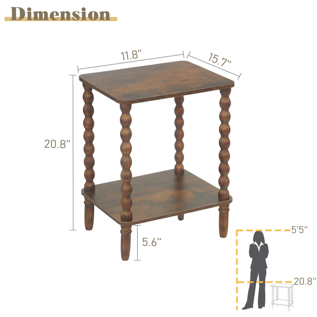 Side Table with 2-Tier Shelf Q1565