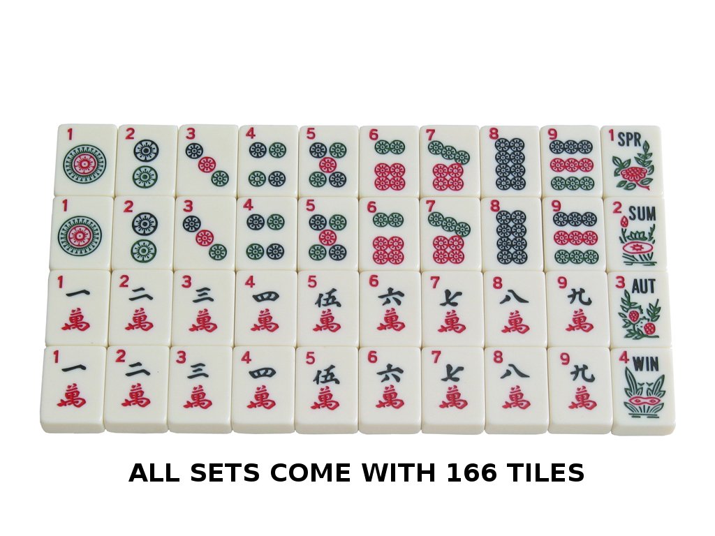 Black Paisley Mahjong Set with Soft Bag, 166 Ivory Colored Engraved Tiles, 4 All-in-One Rack/Pushers M52535