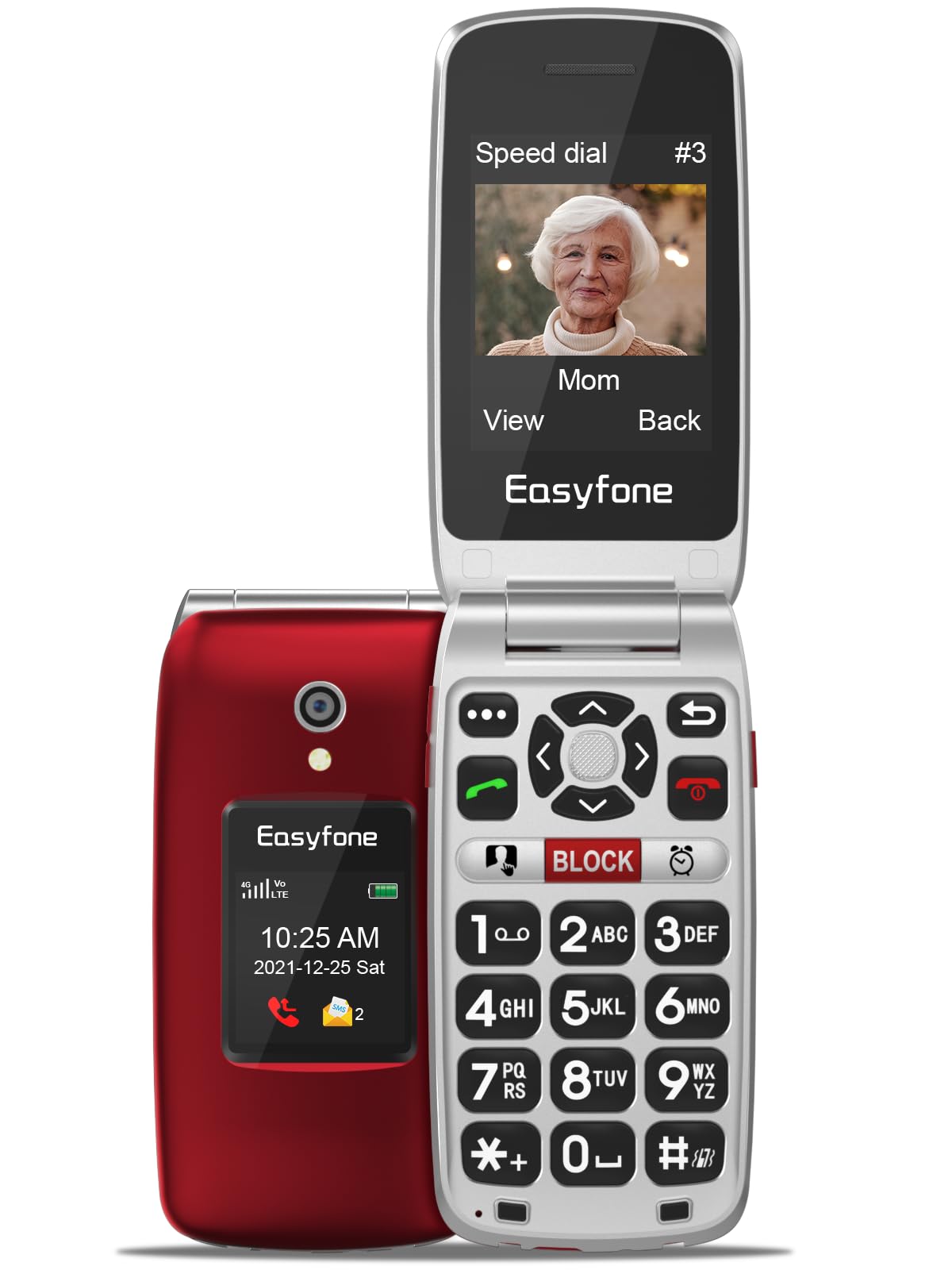 Unlocked 4G Big Button Flip Cell Phone with SOS Button & Charging Dock N14957