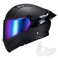 Modular Motorcycle Helmet Dual Visor Flip Up Full Face Matte Black XXL S486