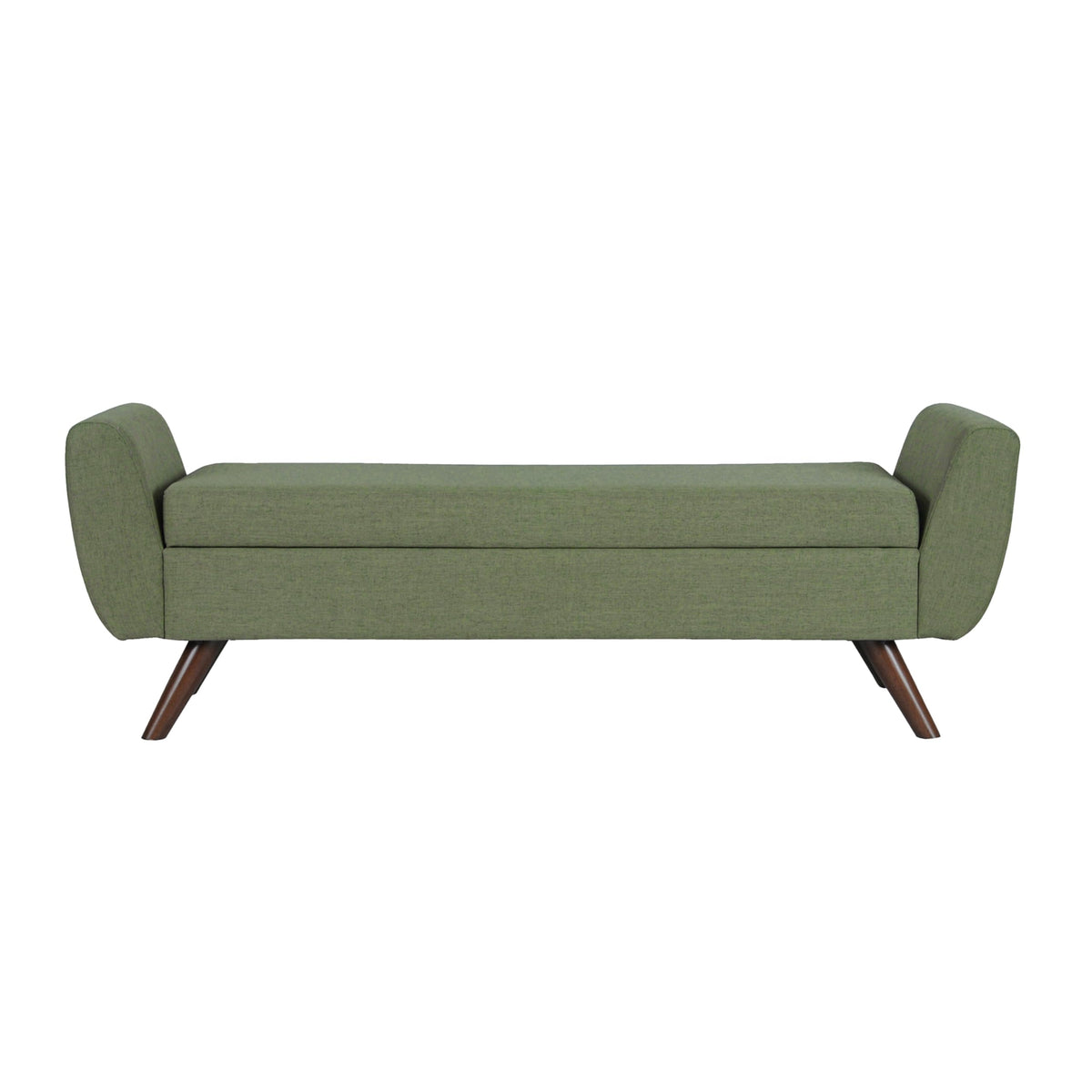Olive Green Woven Storage Bench with Wood Legs M10149