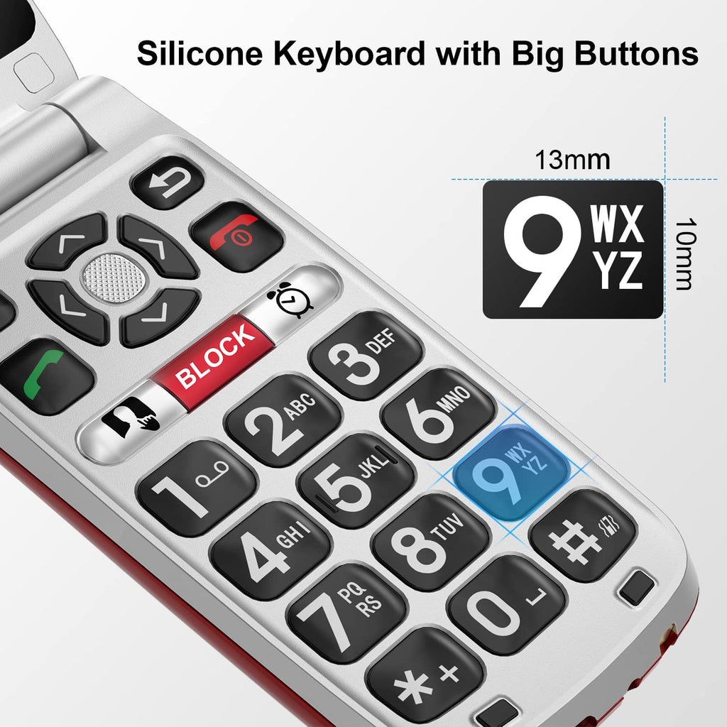 Unlocked 4G Big Button Flip Cell Phone with SOS Button & Charging Dock N14957