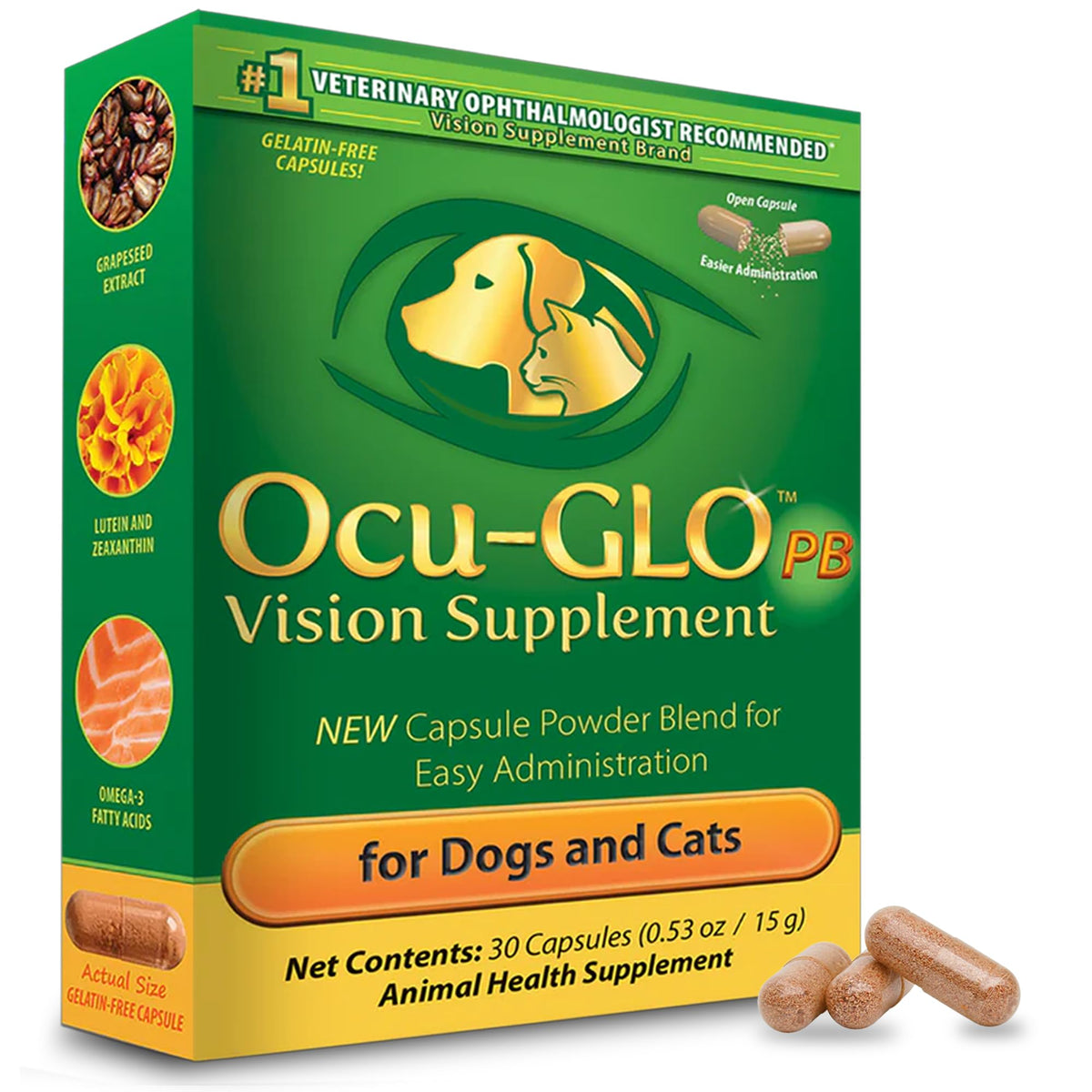 Powder Blend with Lutein, Omega-3 Fatty Acids, Grape Seed Extract and Antioxidants, 30ct Sprinkle Capsules T28875