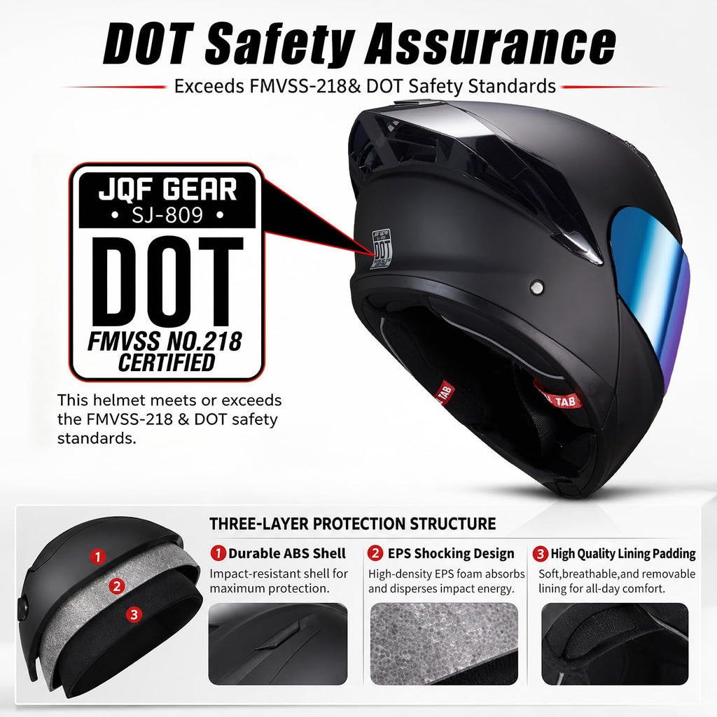 Modular Motorcycle Helmet Dual Visor Flip Up Full Face Matte Black XXL S486