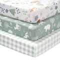 3 Pack Fitted Neutral Baby Crib Sheets S73072