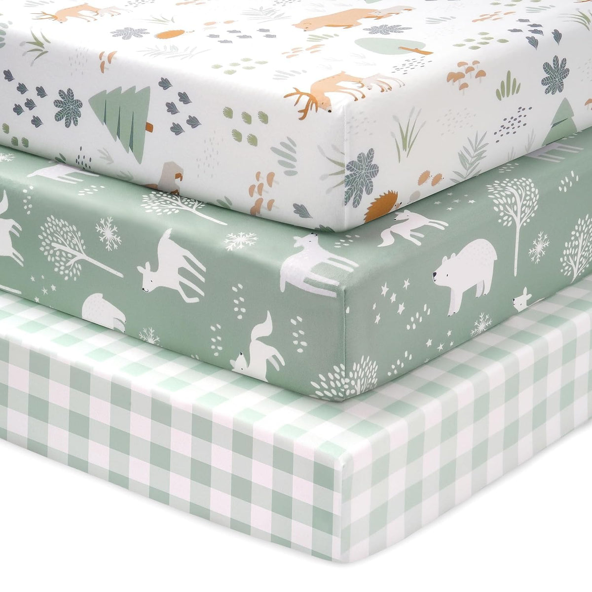 3 Pack Fitted Neutral Baby Crib Sheets S73072