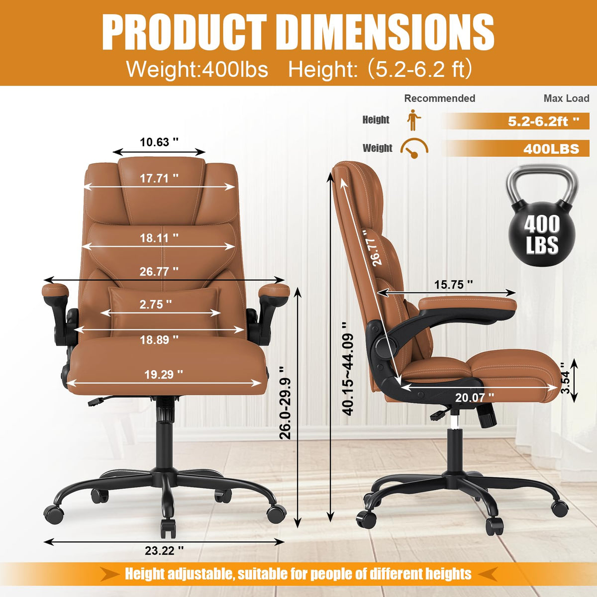 Ergonomic Office Chair with Flip-up Armrests D882