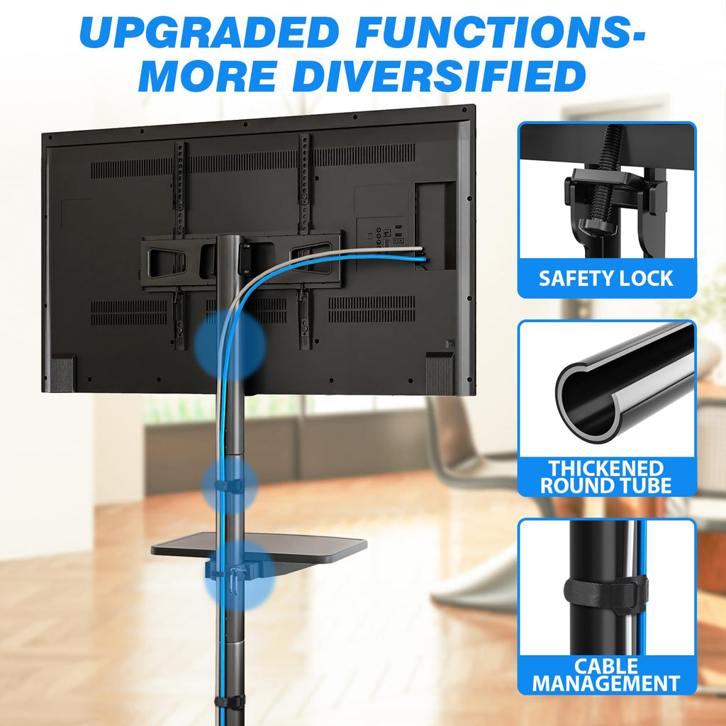 Mobile TV Stand for 23-65 Inch Flat Curved TVs Black P411