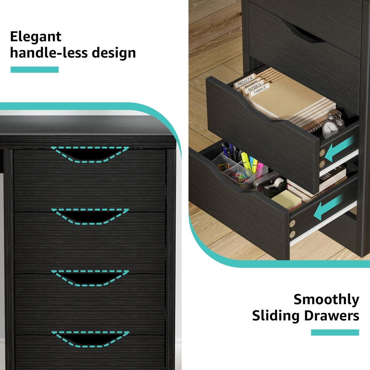 Black Computer Desk with Drawers B610134