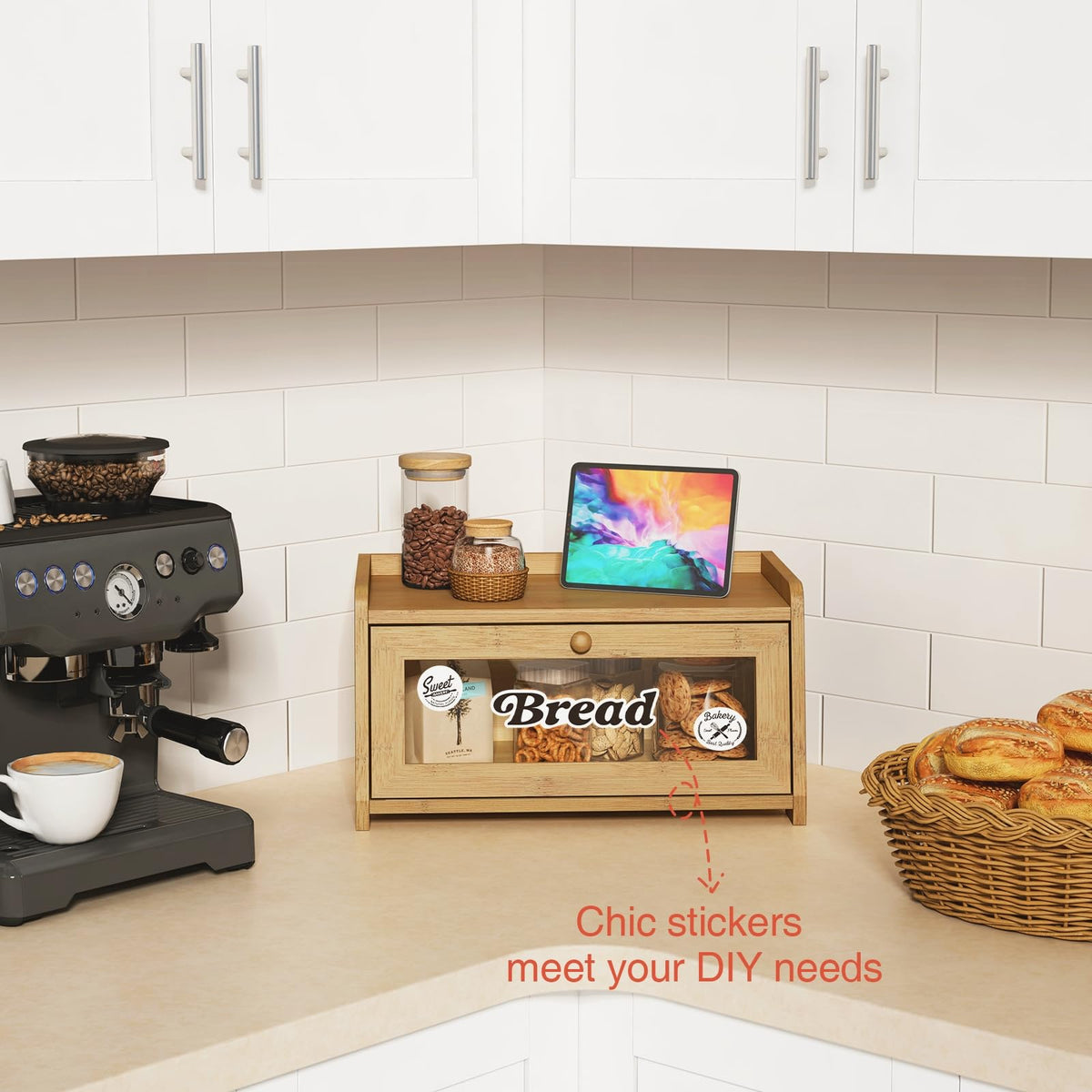 Wood Bread Box with Window H7484