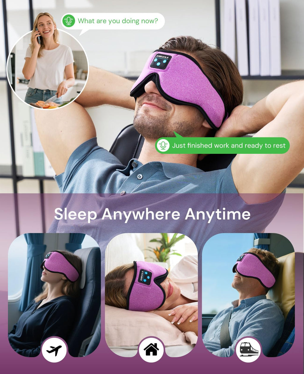 Bluetooth Sleep Mask with Blackout Eye Mask H657